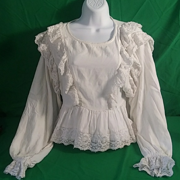 white lace ruffle blouse